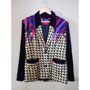Canvasbacks Lutton & Horsfield S Gold Ornate Statement Jacket Blazer Vintage 90s